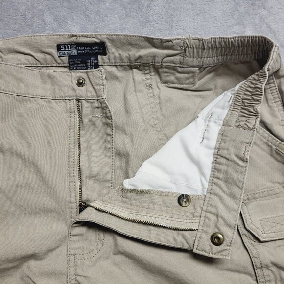 5.11 Tactical Pants Mens 38x33 Beige Cargo Distressed Utility Workwear A2 - Picture 9 of 10